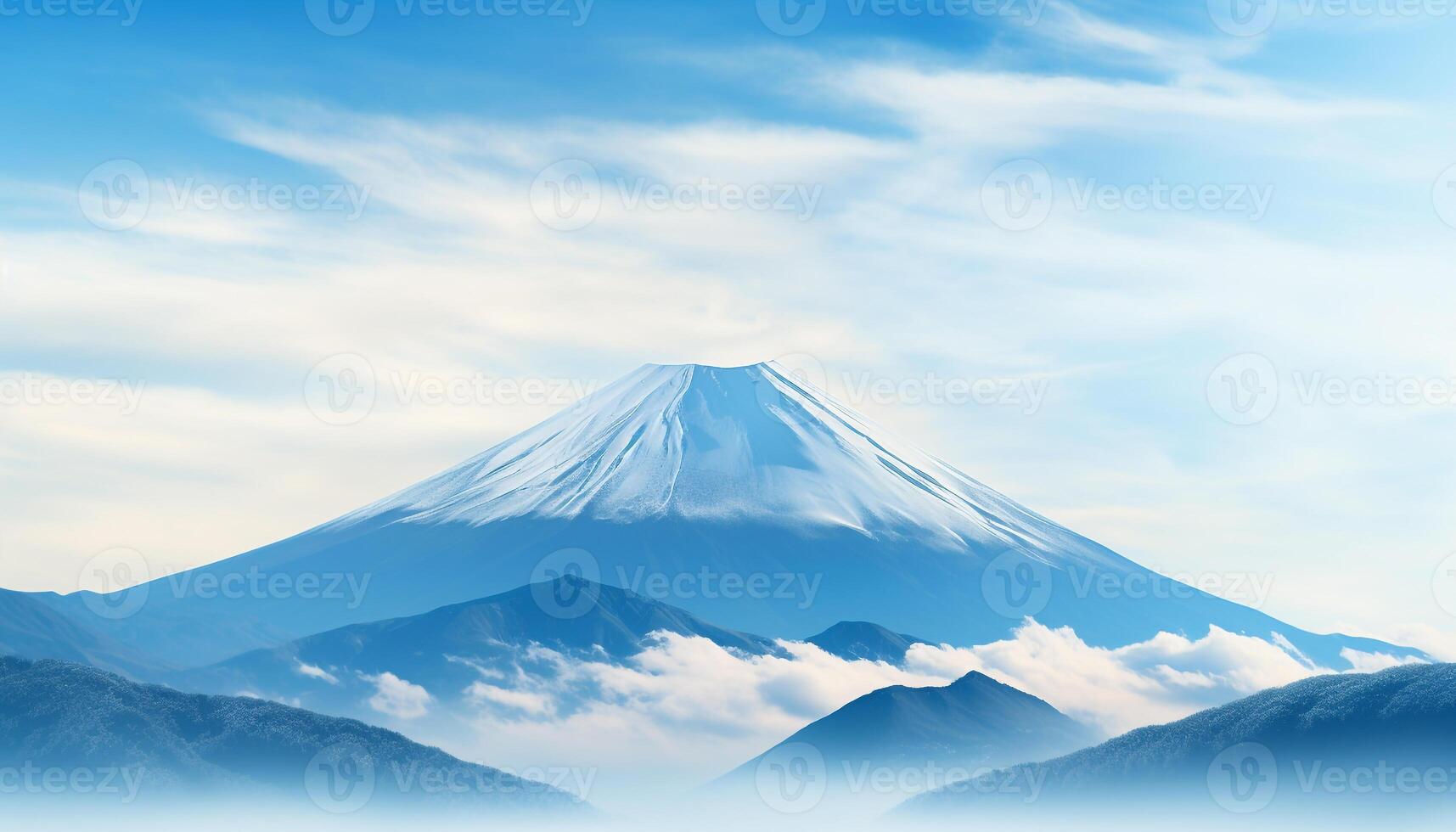 AI generated Majestic mountain peak, snowcapped and tranquil, in Japanese autumn generated by AI photo