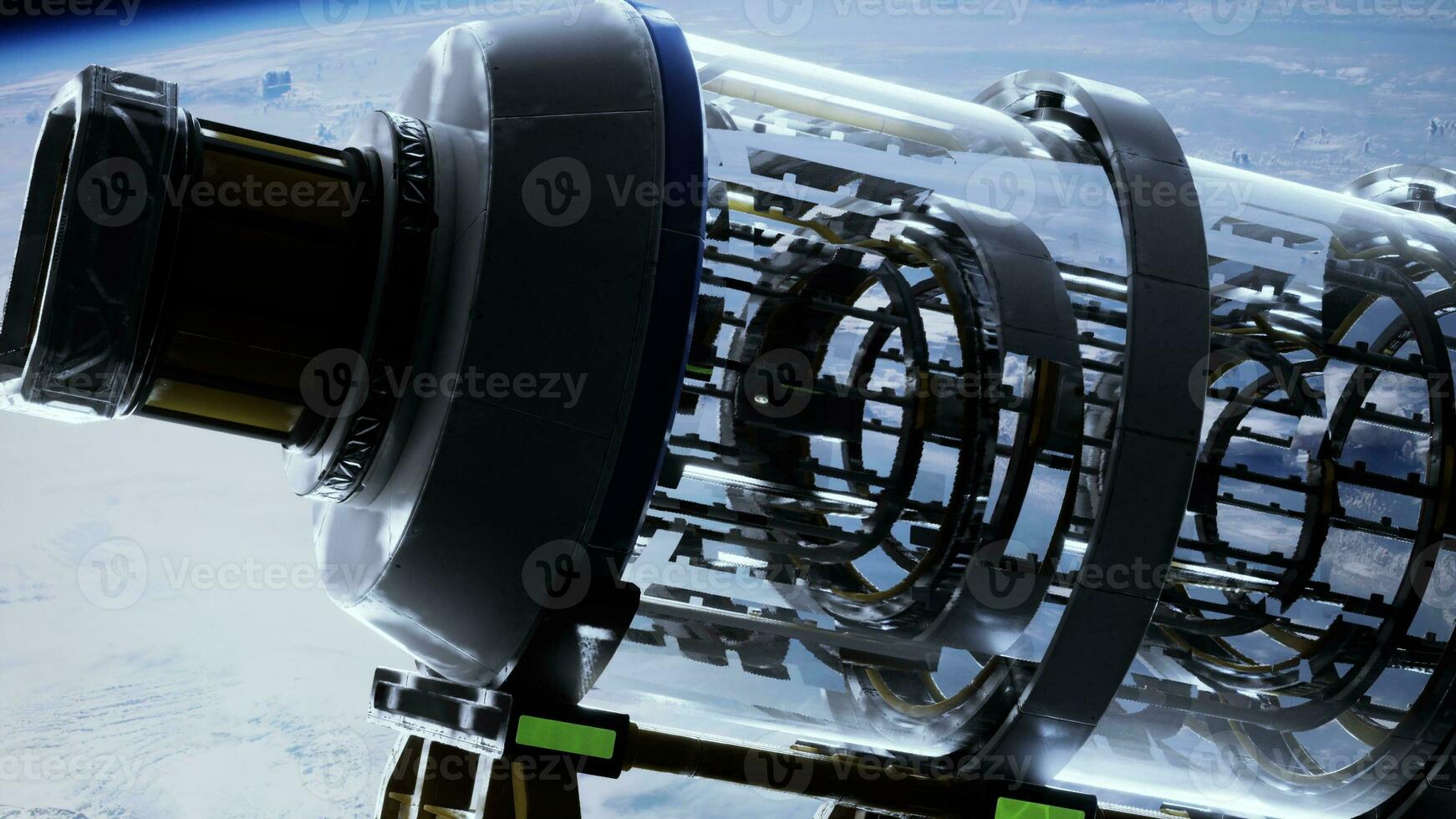 Unidentified alien spaceship flying in space photo