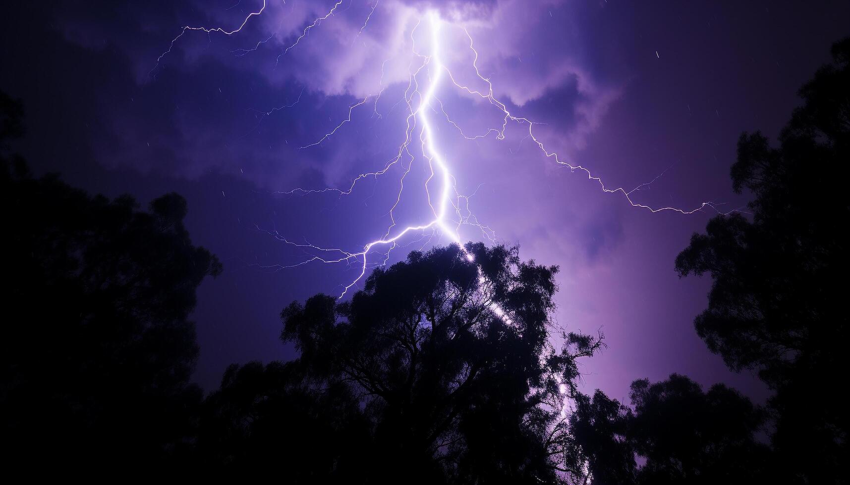 AI generated Dramatic sky, dark night, thunderstorm, majestic mountains, wet grass generated by AI photo