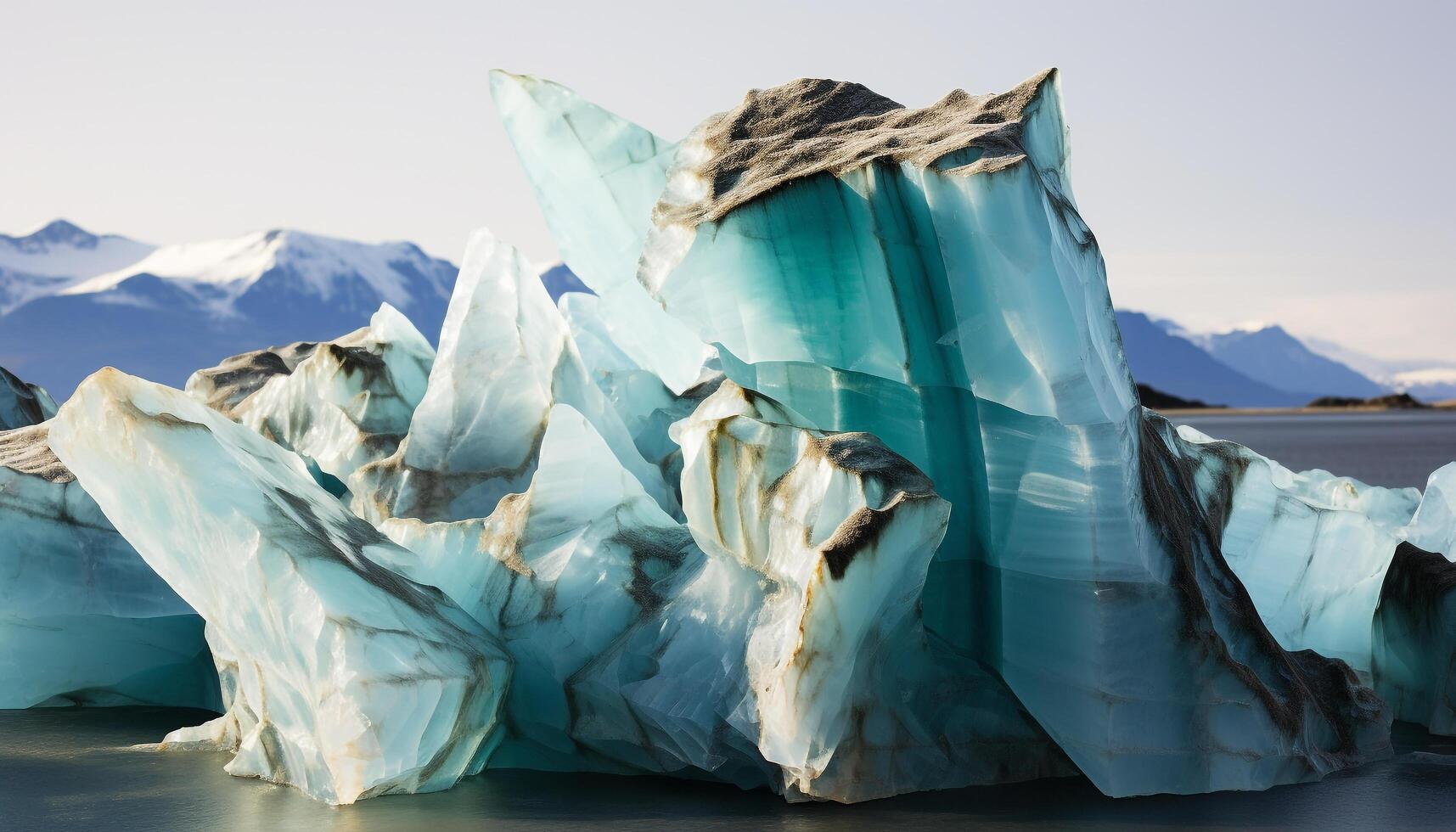 AI generated Abstract blue ice crystal reflects nature frozen freshness generated by AI photo