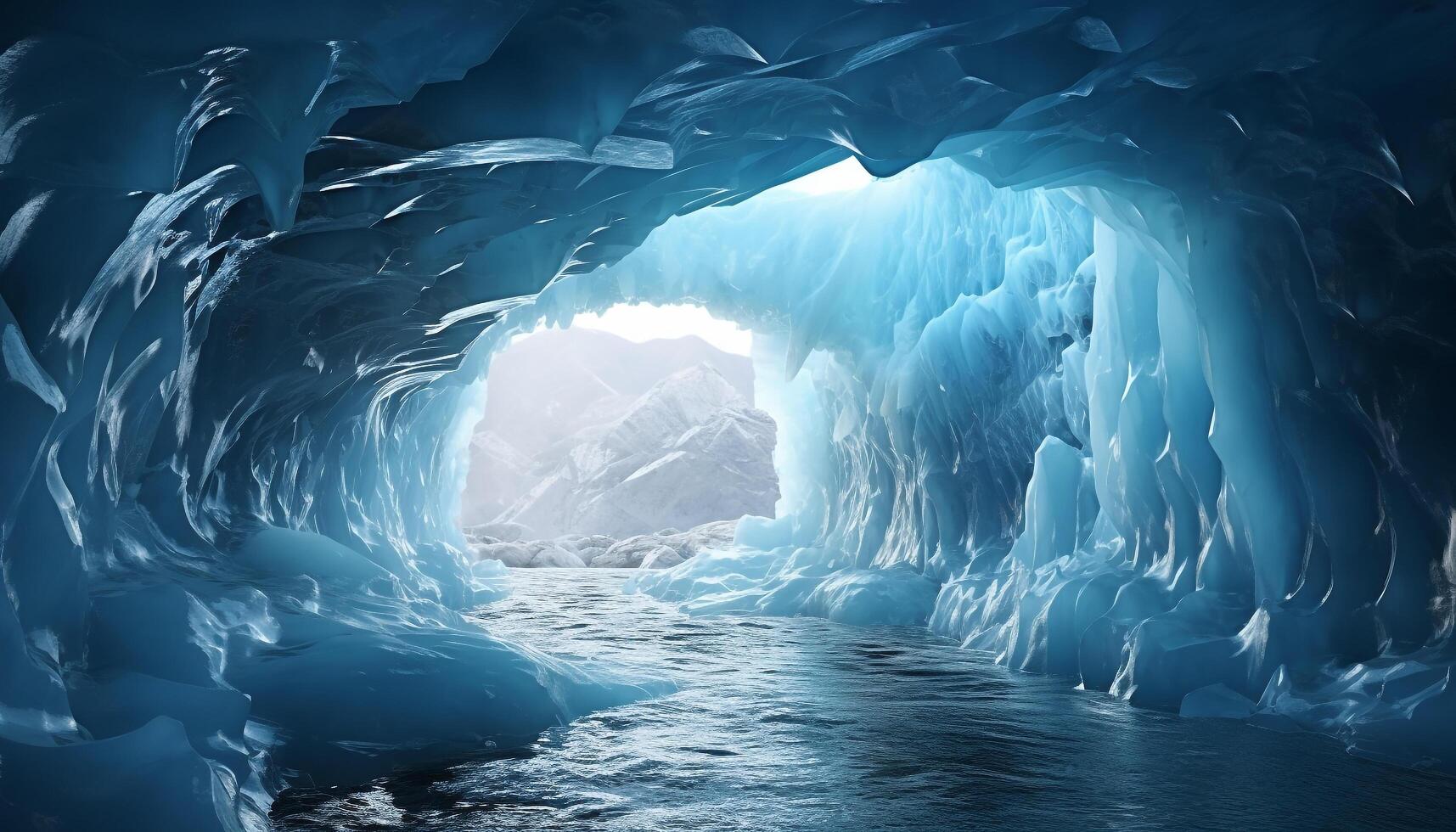 AI generated Abstract blue ice crystal reflects nature frozen freshness generated by AI photo