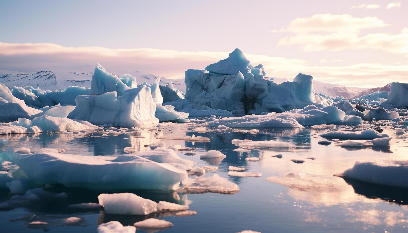 AI generated Abstract blue ice crystal reflects nature frozen freshness generated by AI photo