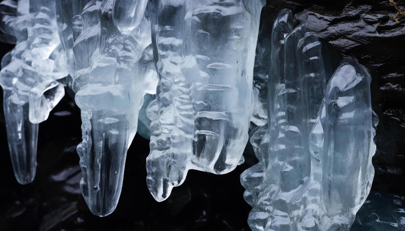 AI generated Abstract blue ice crystal reflects nature frozen freshness generated by AI photo