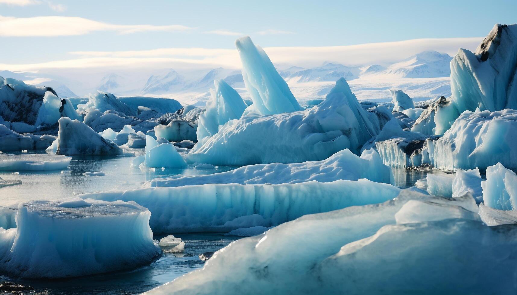 AI generated Abstract blue ice crystal reflects nature frozen freshness generated by AI photo