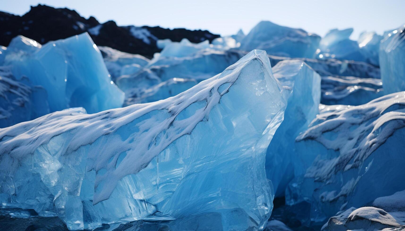 AI generated Abstract blue ice crystal reflects nature frozen freshness generated by AI photo