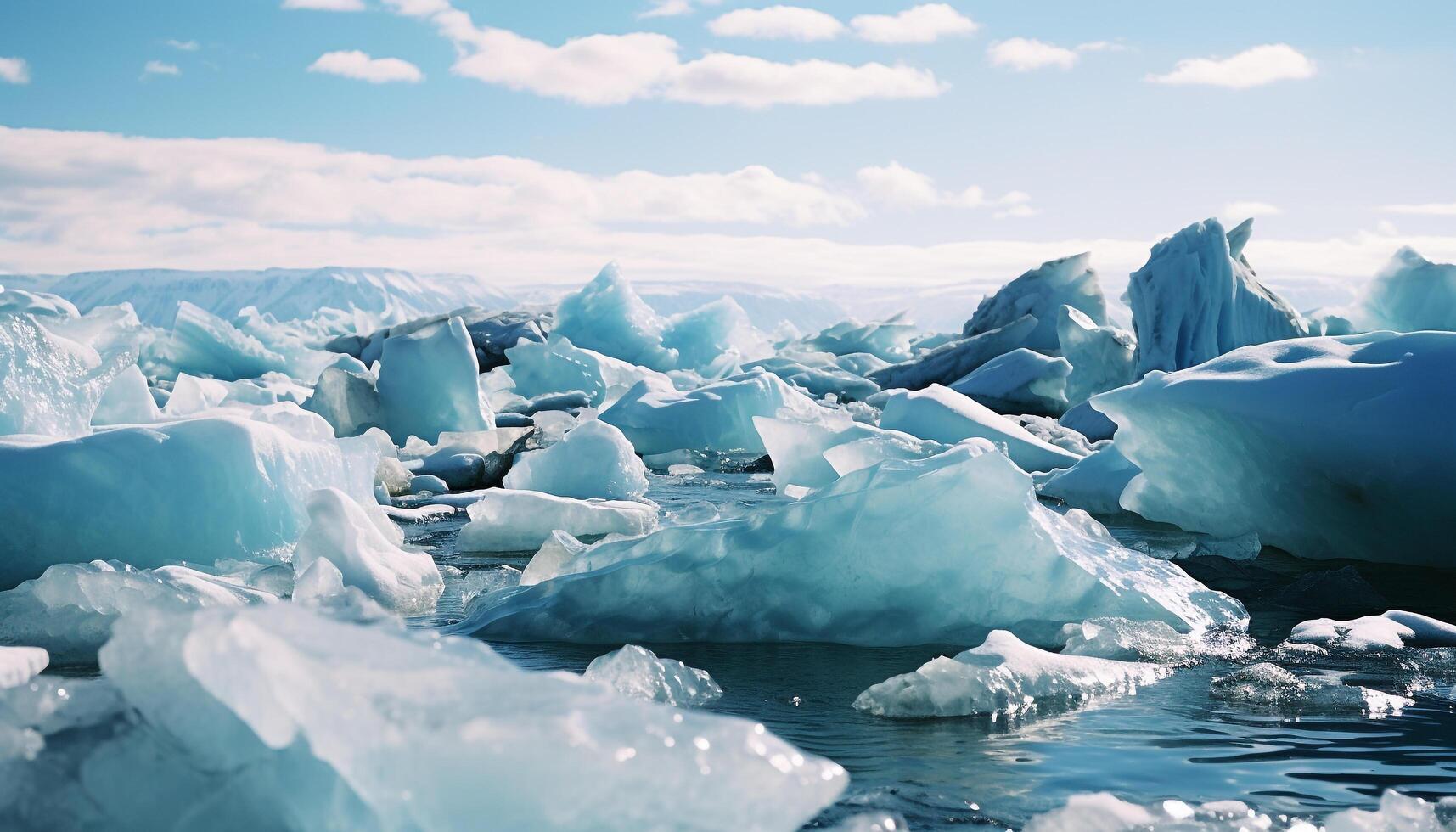 AI generated Abstract blue ice crystal reflects nature frozen freshness generated by AI photo
