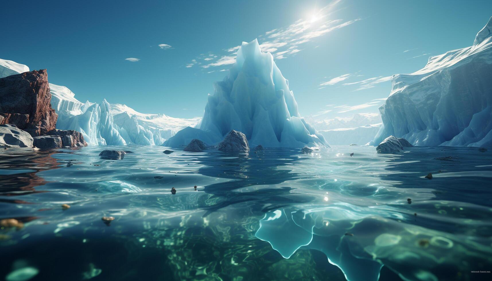 AI generated Abstract blue ice crystal reflects nature frozen freshness generated by AI photo