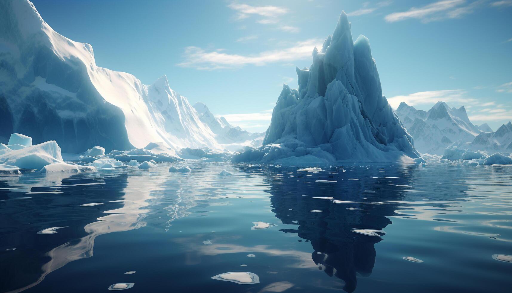 AI generated Abstract blue ice crystal reflects nature frozen freshness generated by AI photo
