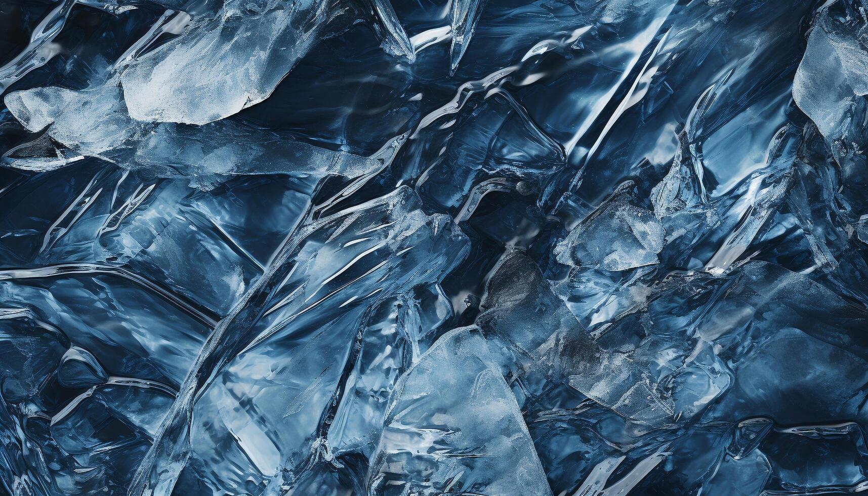 AI generated Abstract blue ice crystal reflects nature frozen freshness generated by AI photo