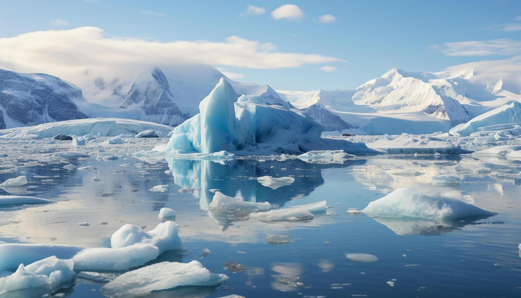 AI generated Abstract blue ice crystal reflects nature frozen freshness generated by AI photo