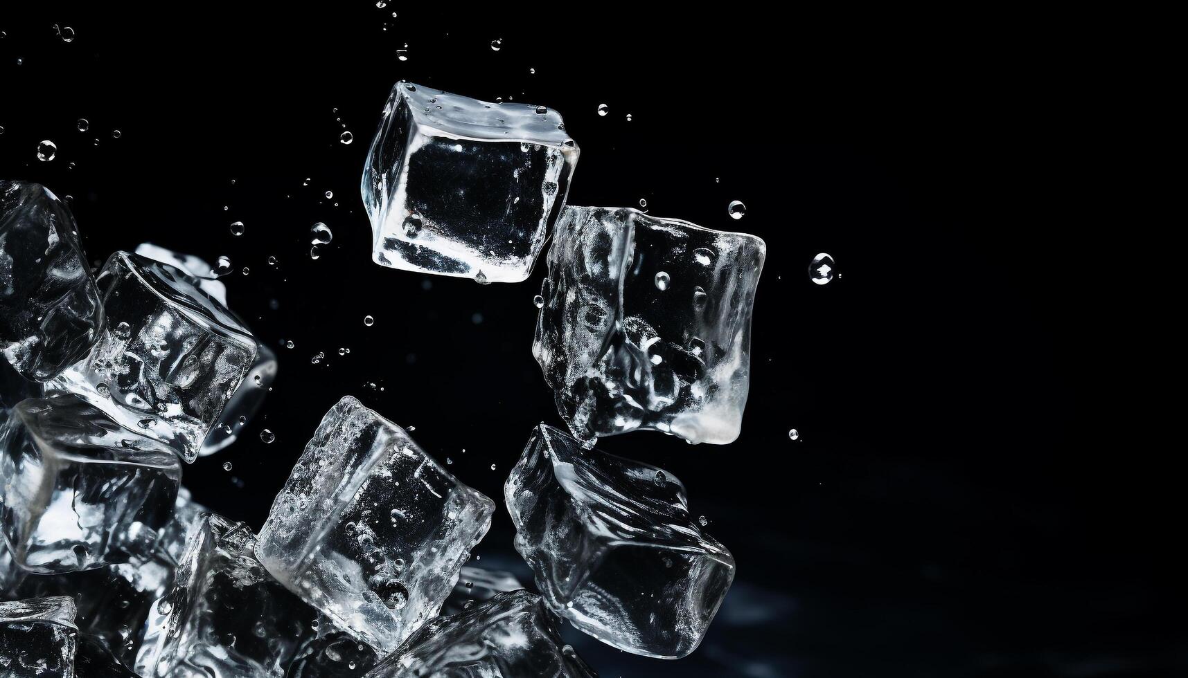 AI generated Refreshing drink ice cube melting in glass of cold water generated by AI photo