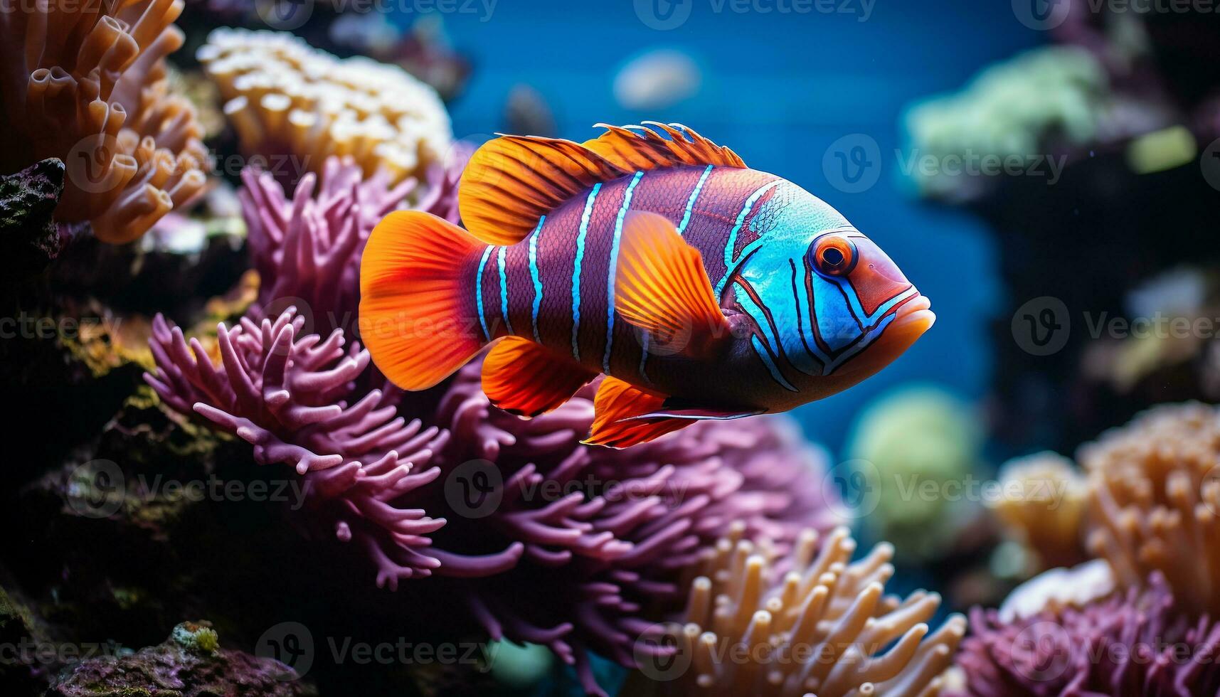 AI generated Underwater beauty fish, reef, nature, animal, water, tropical climate generated by AI photo