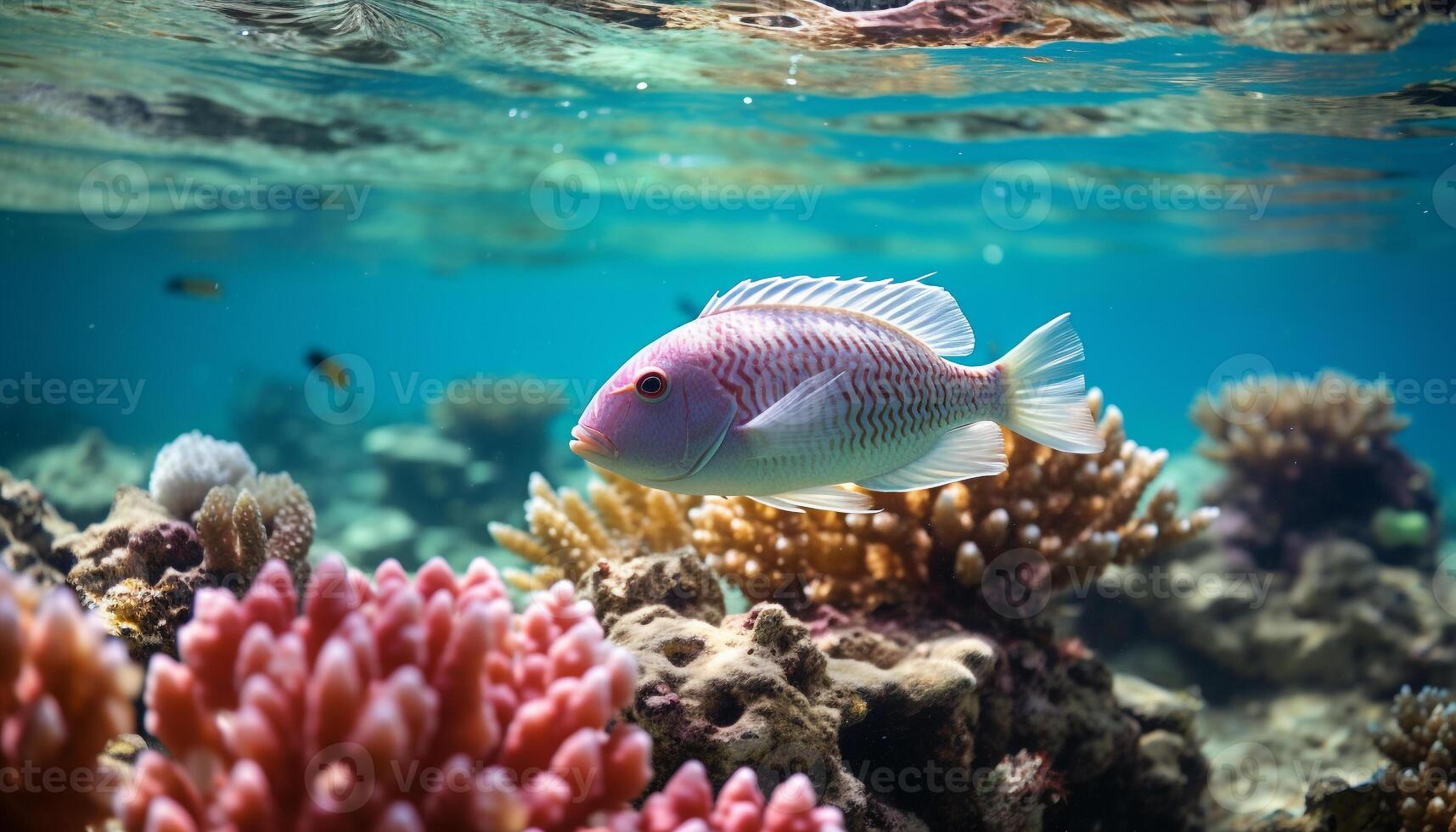 AI generated Underwater beauty fish, reef, nature, animal, water, tropical climate generated by AI photo