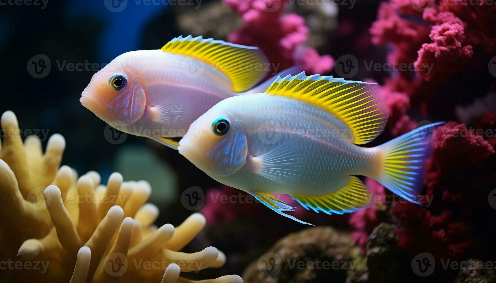 ai generado vibrante payaso pescado nadar abajo el vistoso coral arrecife generado por ai foto