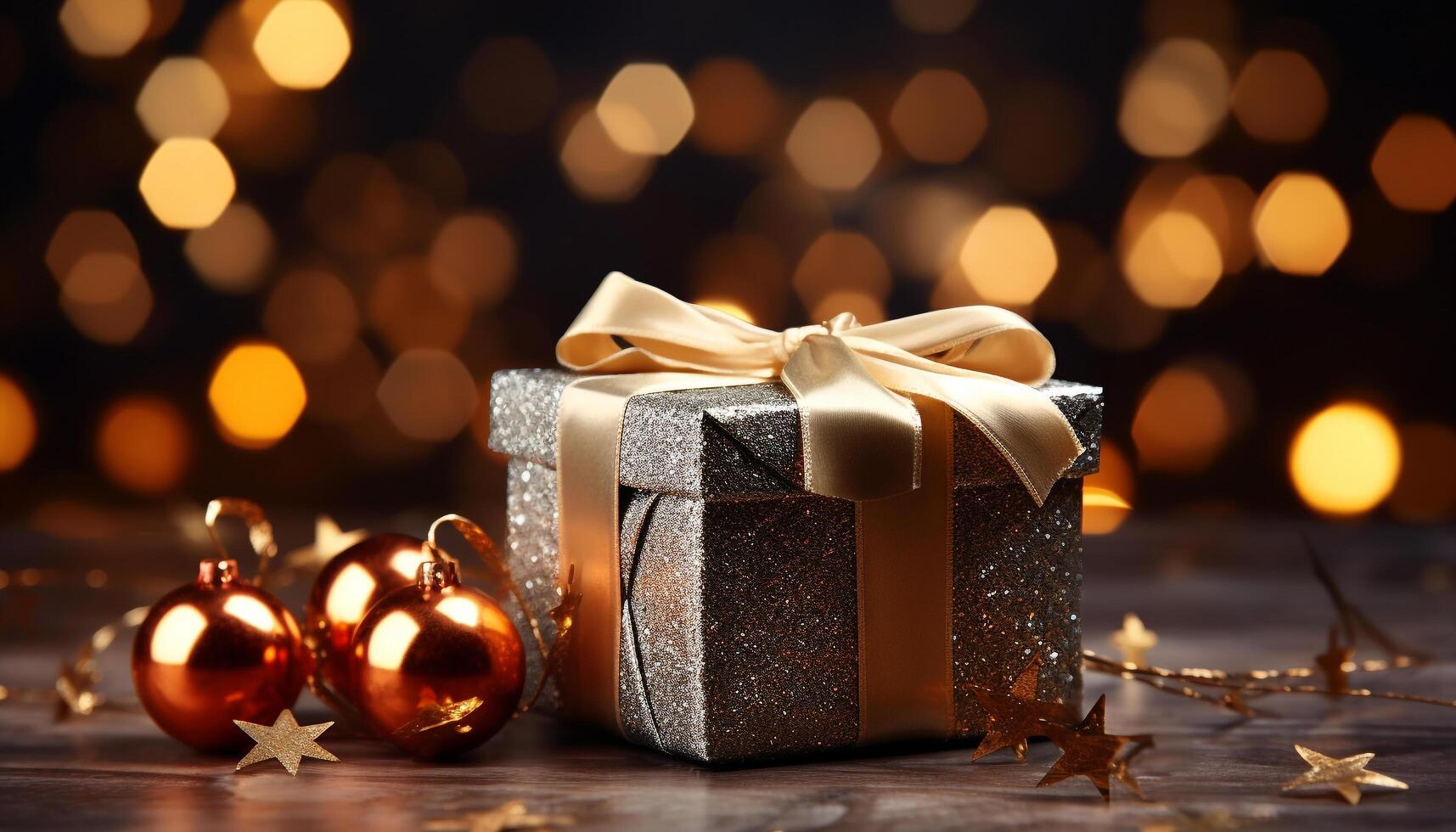 AI generated A stack of shiny gift boxes, vibrant decorations for celebration generated by AI photo