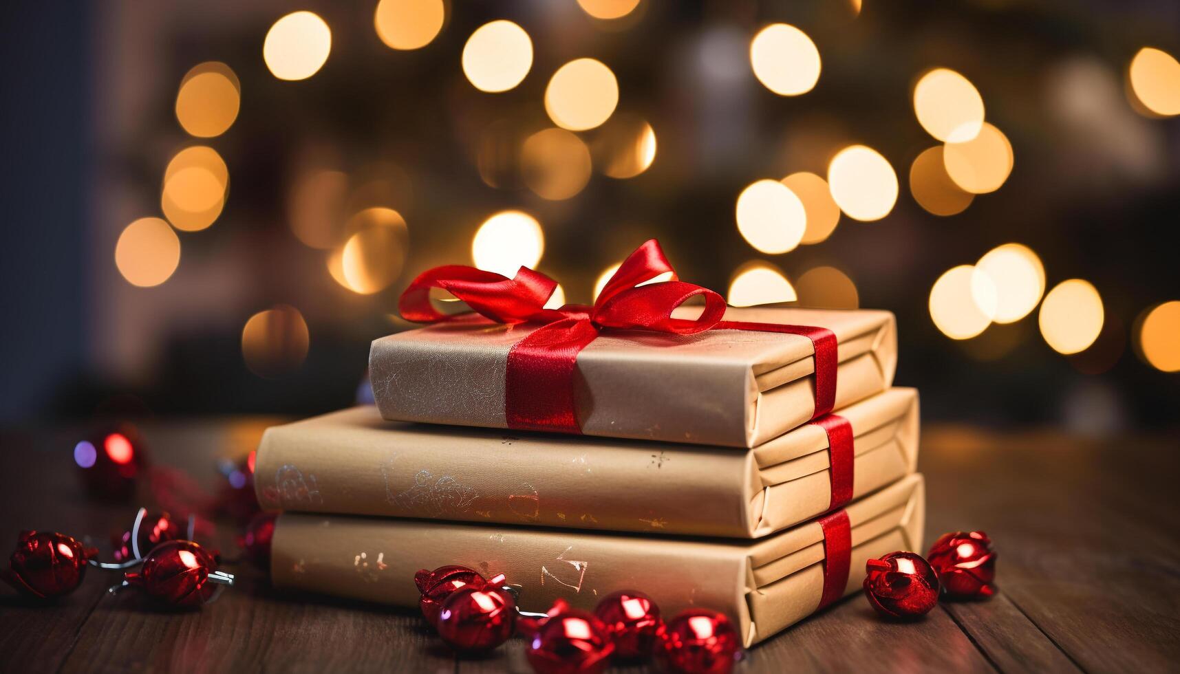 AI generated A stack of shiny gift boxes, vibrant decorations for celebration generated by AI photo