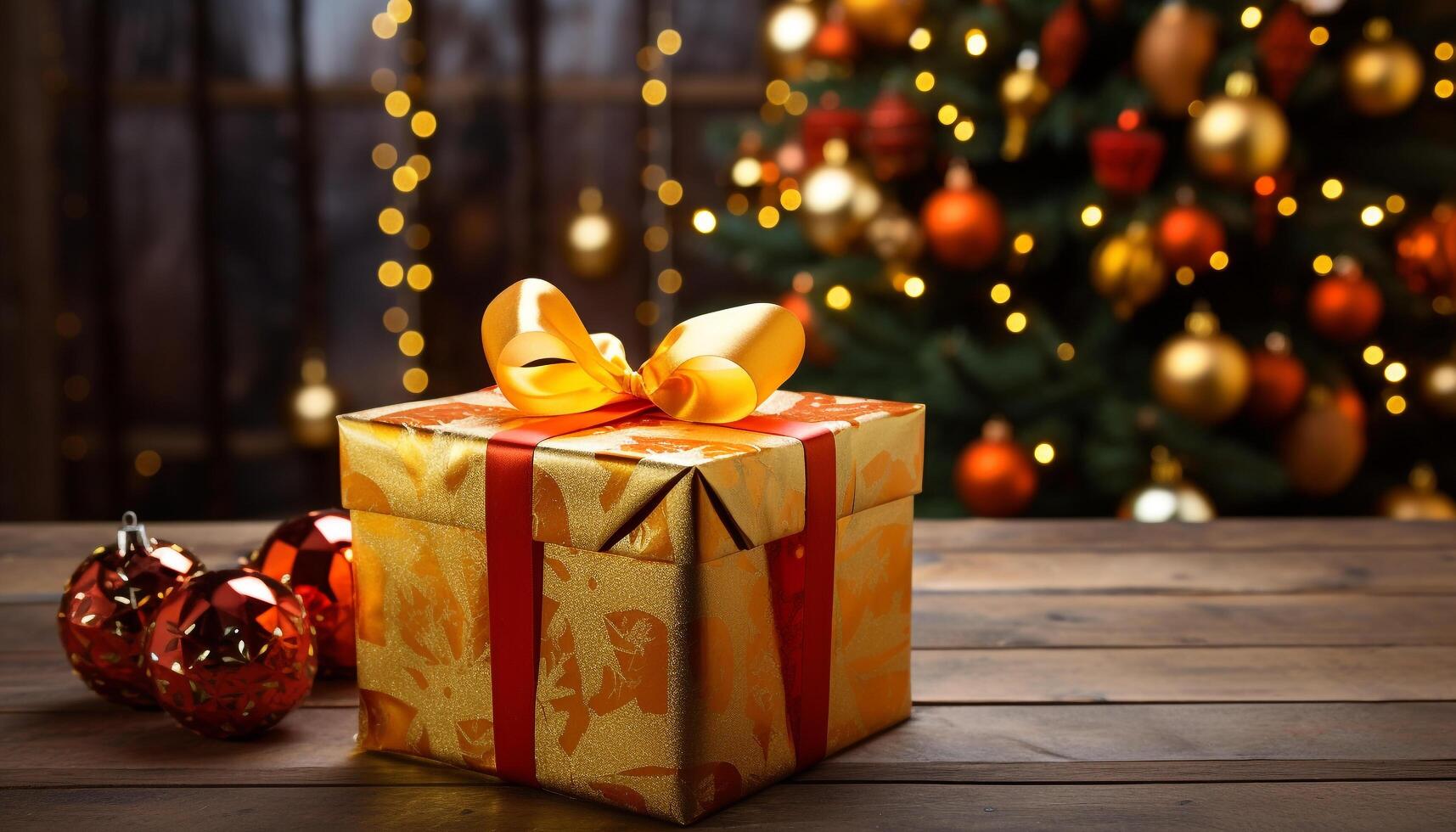 AI generated A stack of shiny gift boxes, vibrant decorations for celebration generated by AI photo
