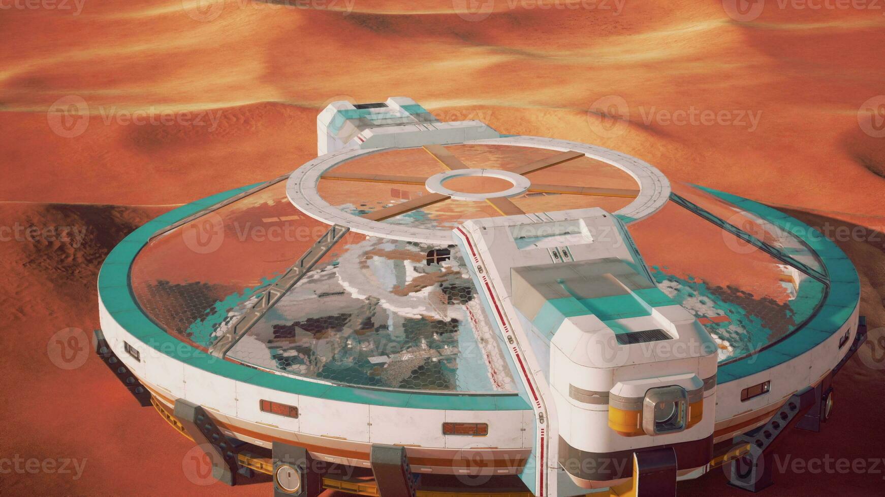 Majestic glass dome construction situated in a desolate desert photo
