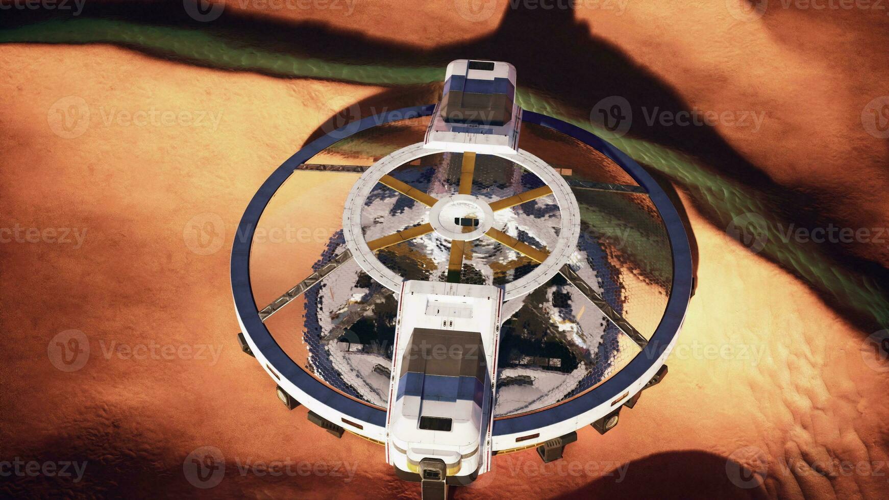 Exceptional glass dome building located in the midst of a dry wilderness photo