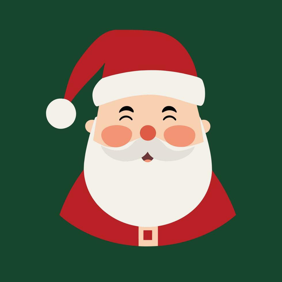 Smiling cartoon santa claus face with glasses and a beard vector illustration