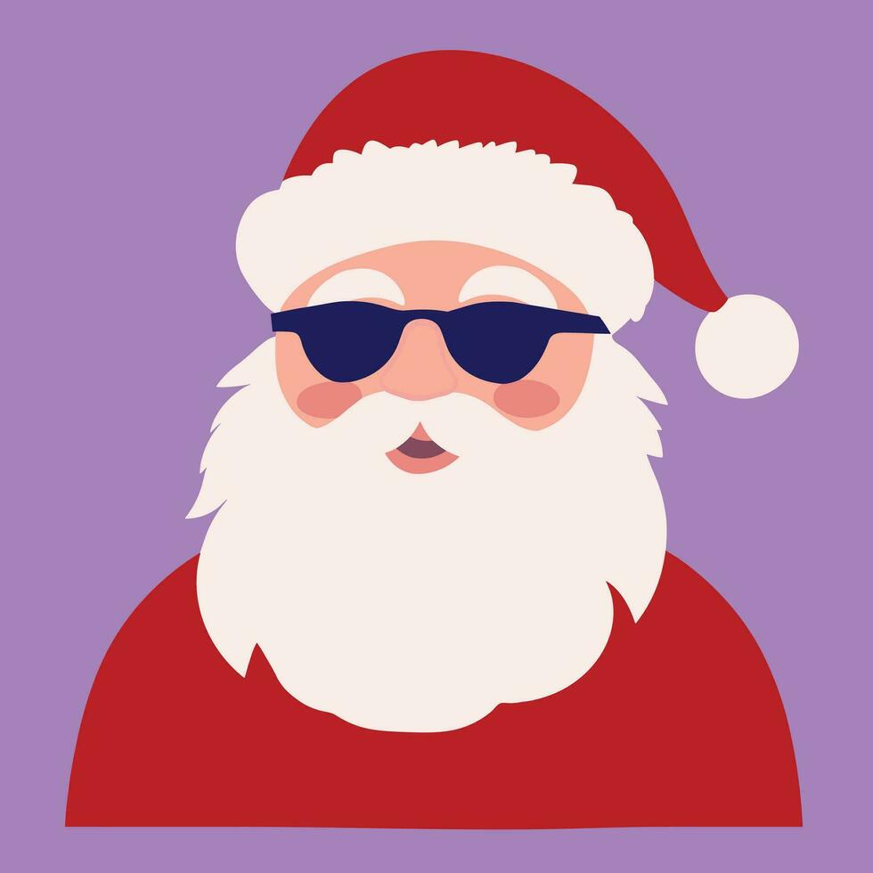 Cool Santa Claus Cartoon in Sunglasses and Festive Hat vector