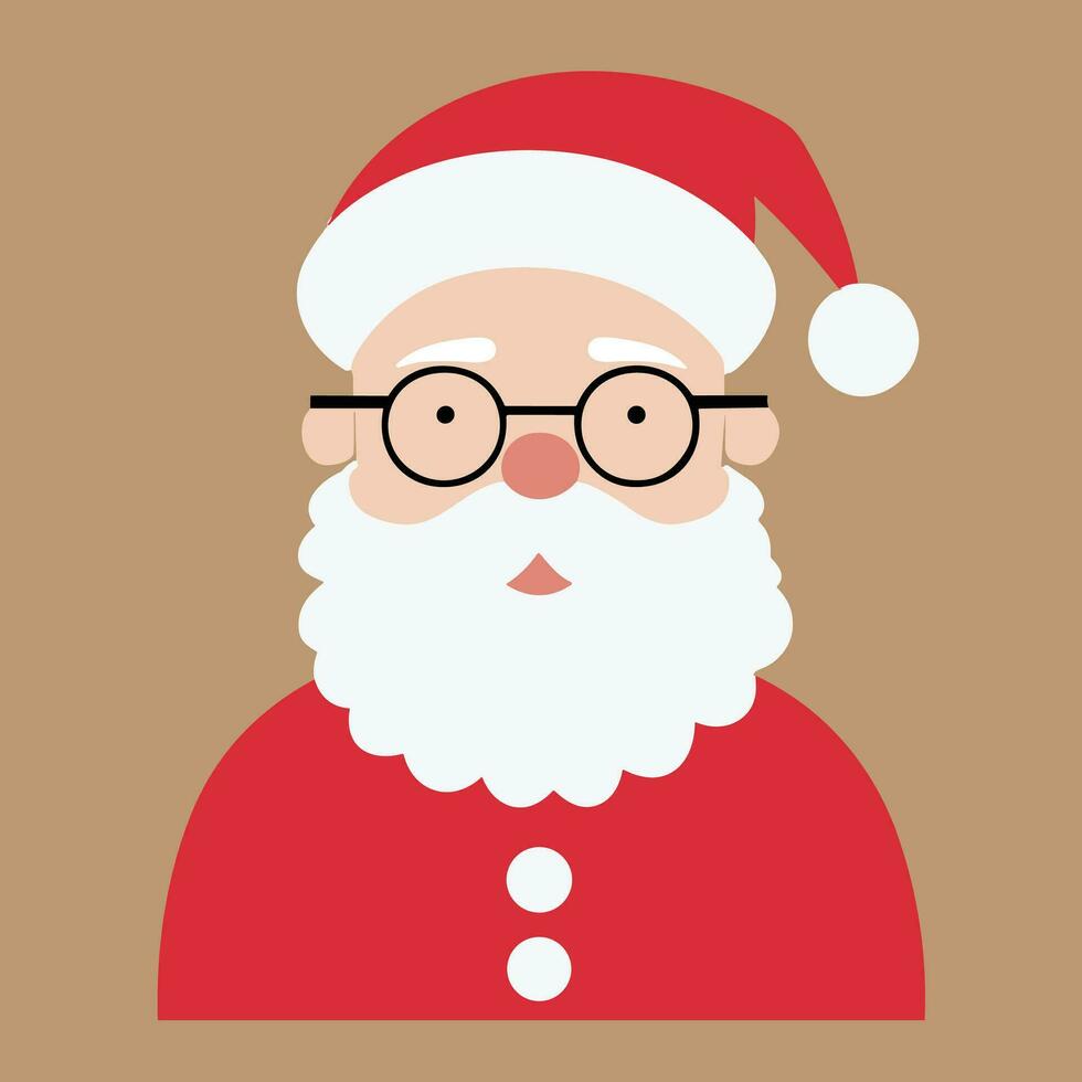 Friendly Cartoon Santa Claus in Red Suit with Glasses on  isolated Background vector