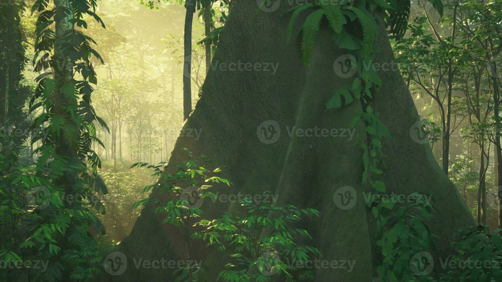 jugoso lozano follaje de tropical arboles en soleado selva bosque foto