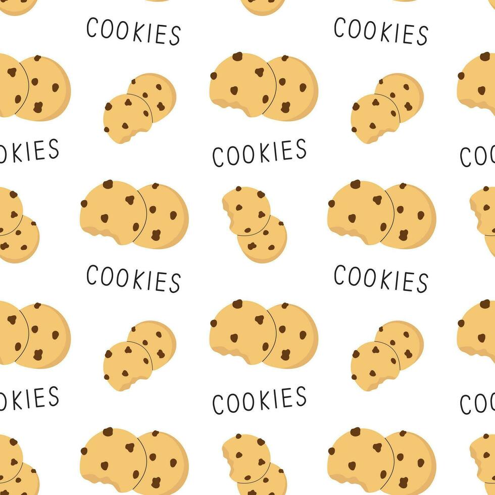 Seamless pattern of a biscuits with a bite in doodle style. Perfect for textile and fabric. vector