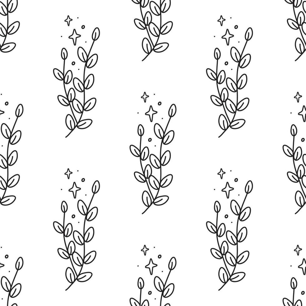 Hand drawn line tree branches pattern vector