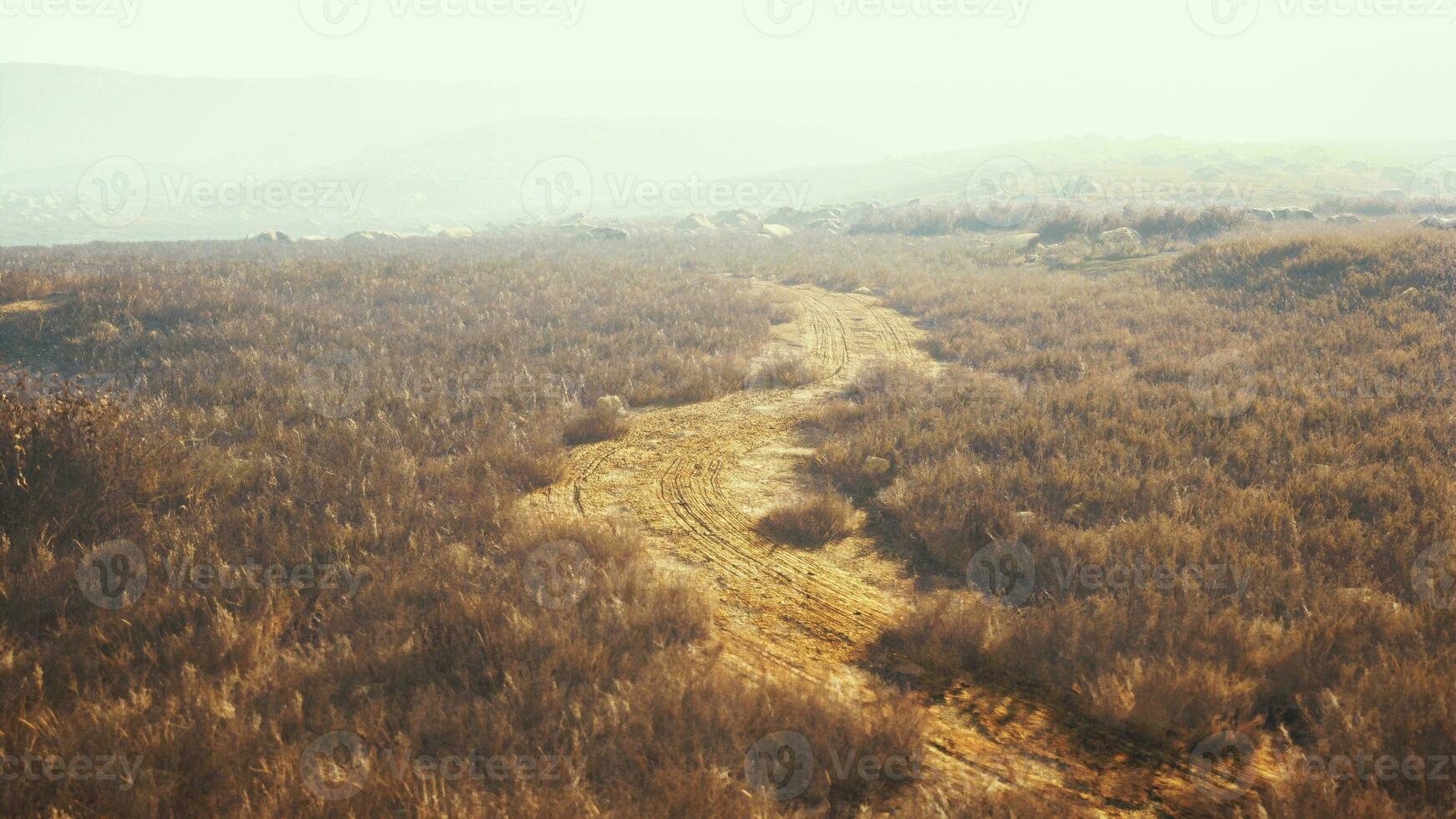 amazing photograph of a rocky terrain with some grass in the mist photo