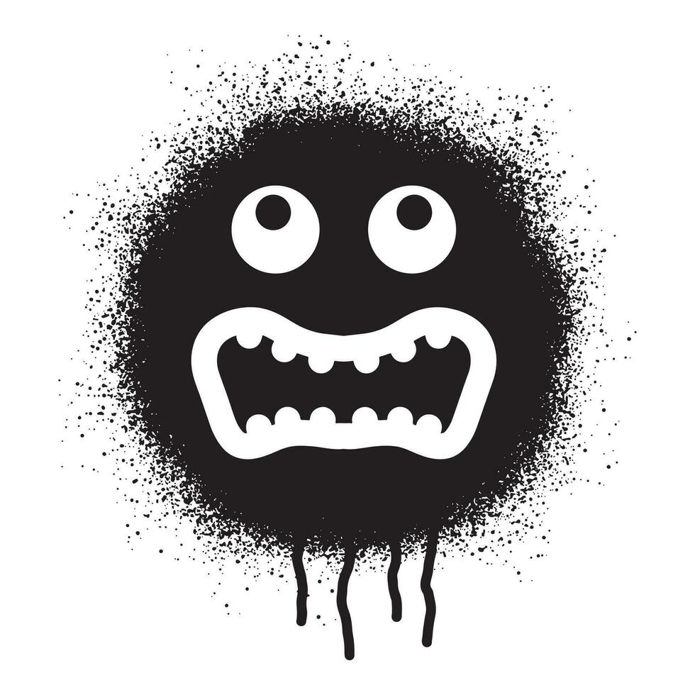 enojado cara emoticon pintada con negro rociar pintar vector