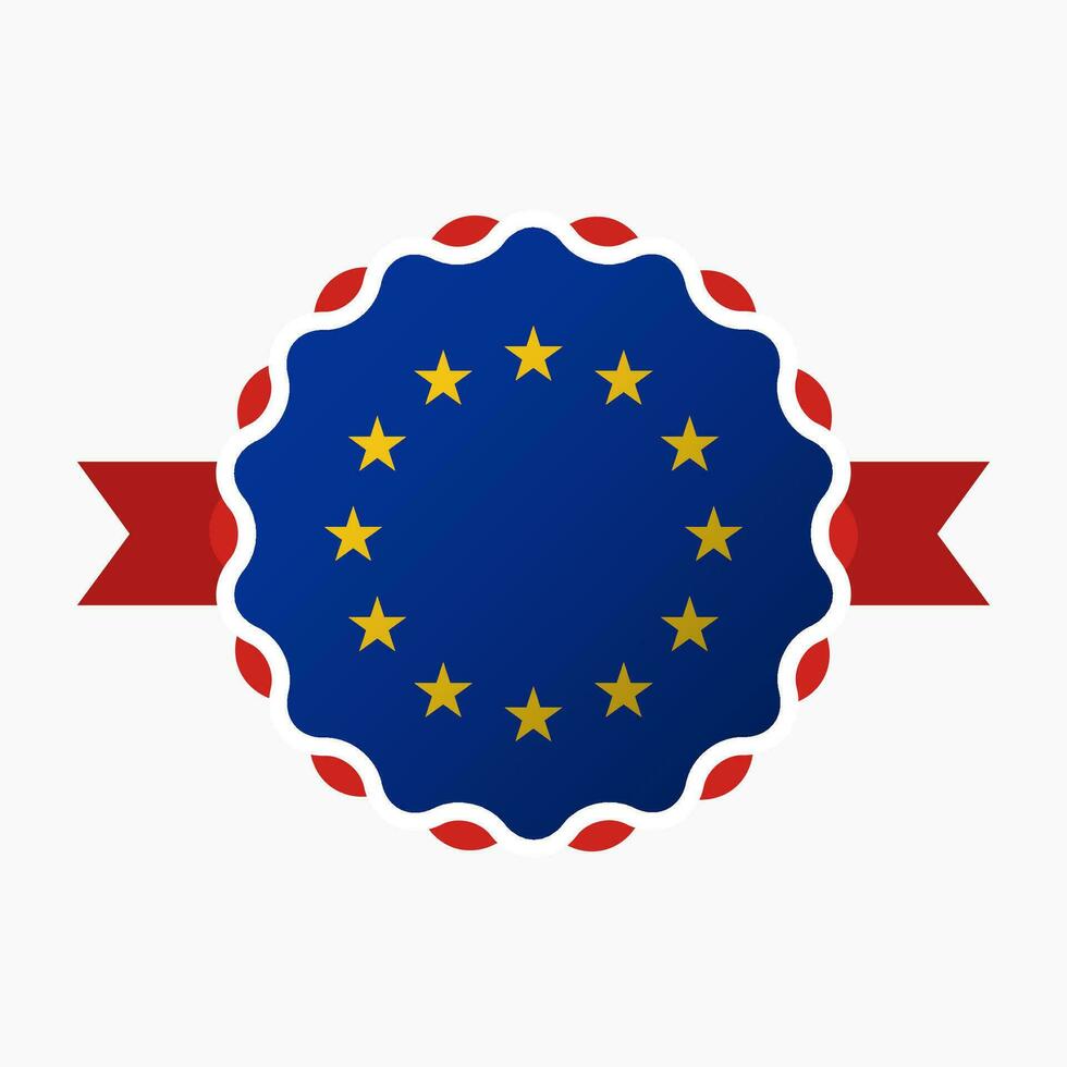 Creative European Union Flag Emblem Badge vector