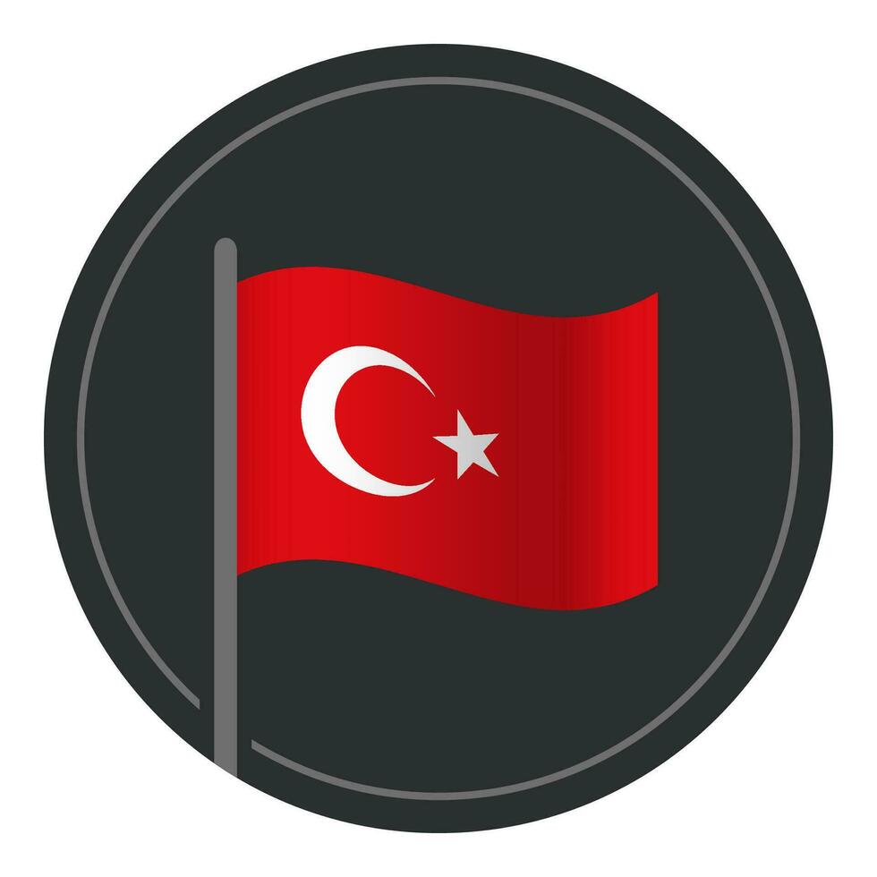 resumen Turquía bandera plano icono en circulo aislado en blanco antecedentes vector