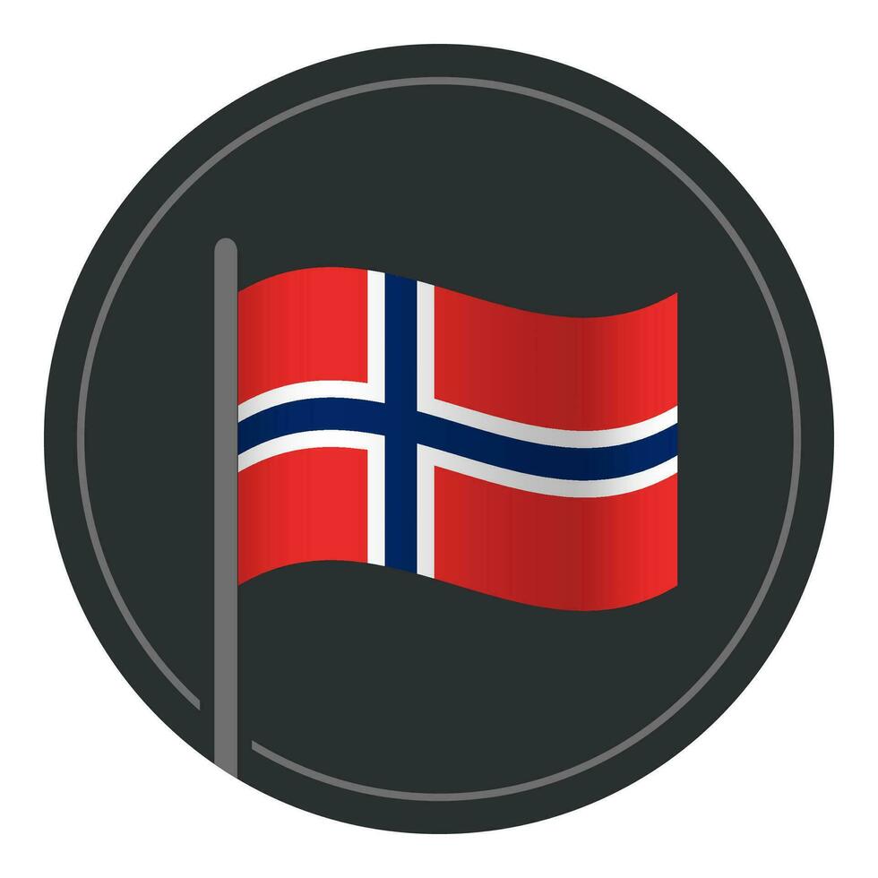 Abstract Norway Flag Flat Icon in Circle Isolated on White Background vector