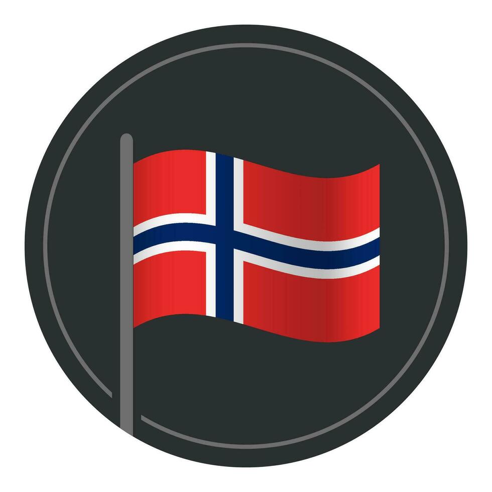 resumen Noruega bandera plano icono en circulo aislado en blanco antecedentes vector