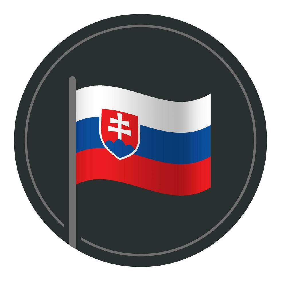 Abstract Slovakia Flag Flat Icon in Circle Isolated on White Background vector
