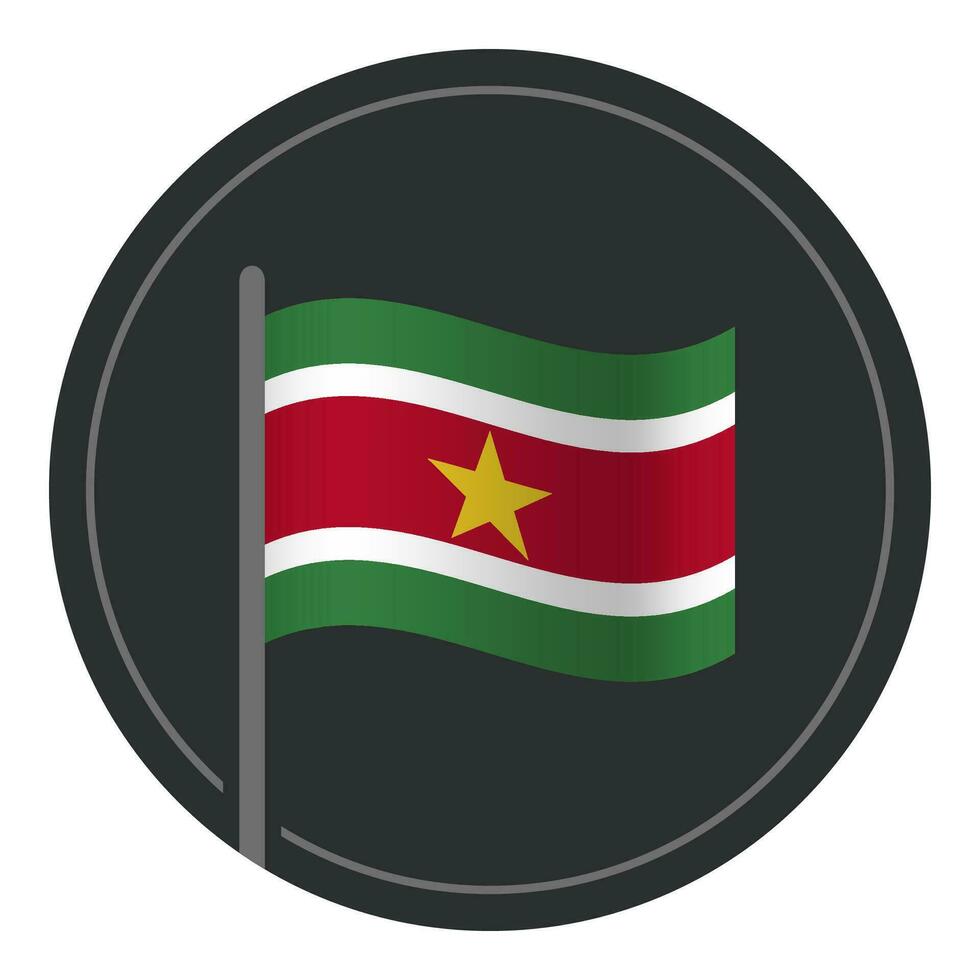 Abstract Suriname Flag Flat Icon in Circle Isolated on White Background vector