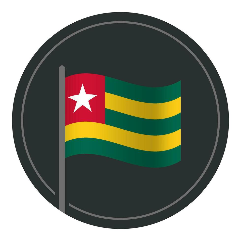 Abstract Togo Flag Flat Icon in Circle Isolated on White Background vector