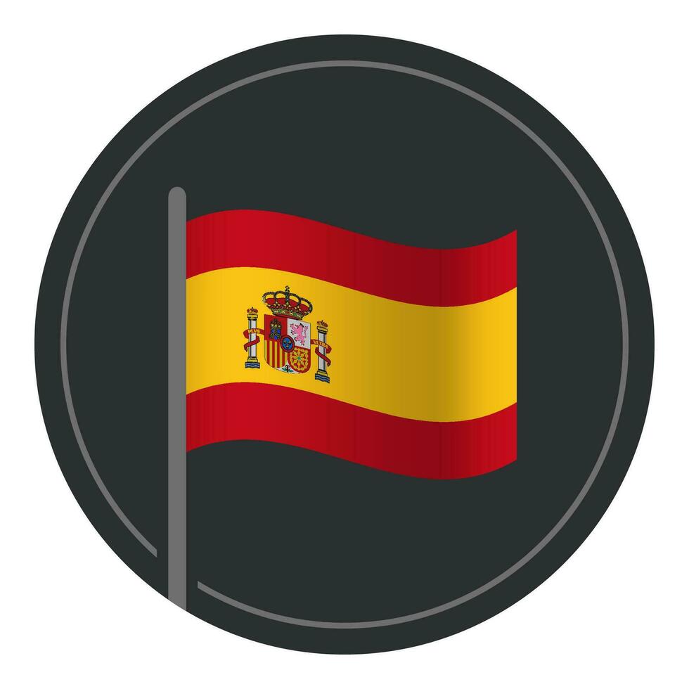 Abstract Spain Flag Flat Icon in Circle Isolated on White Background vector