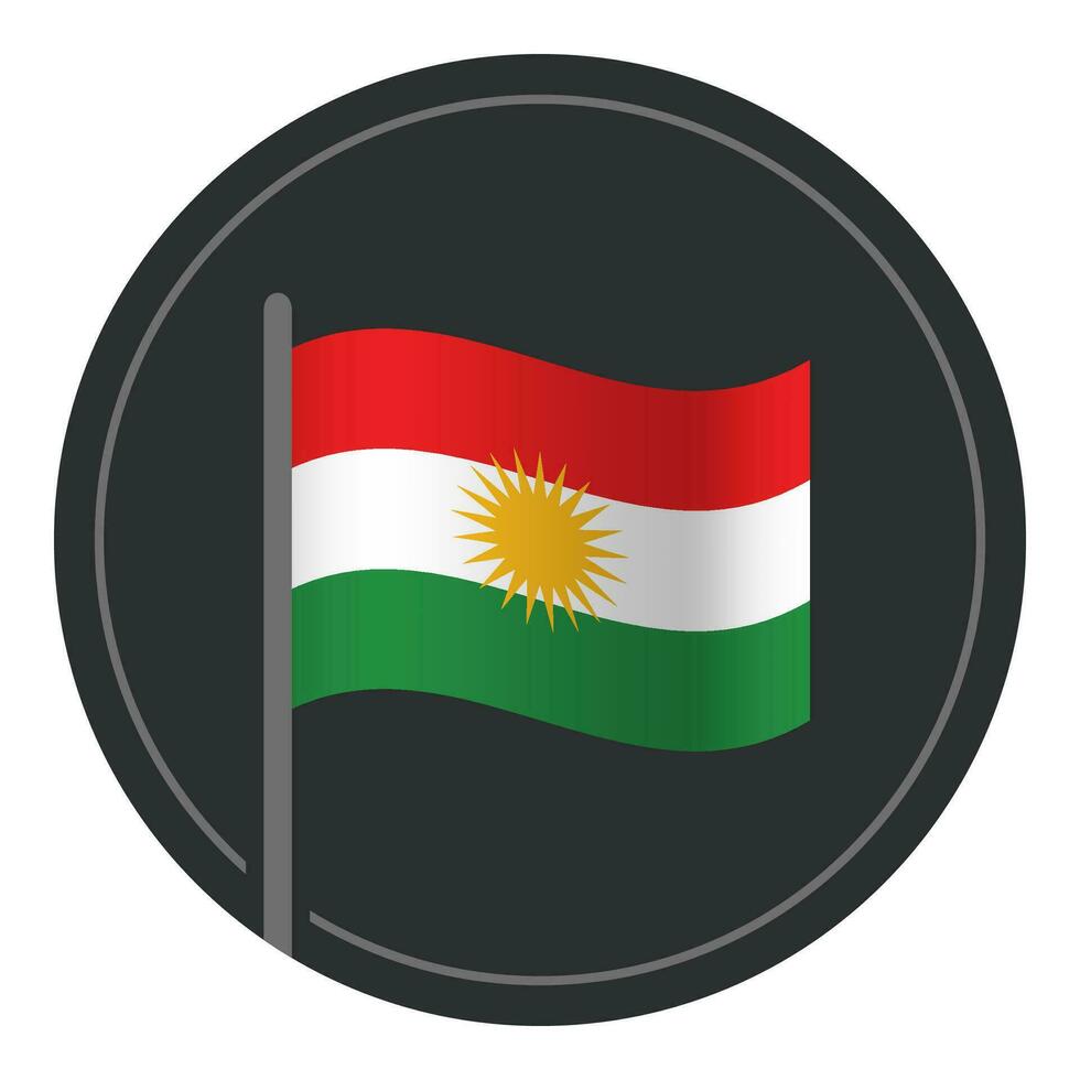 Abstract Iraqi Kurdistan Flag Flat Icon in Circle Isolated on White Background vector