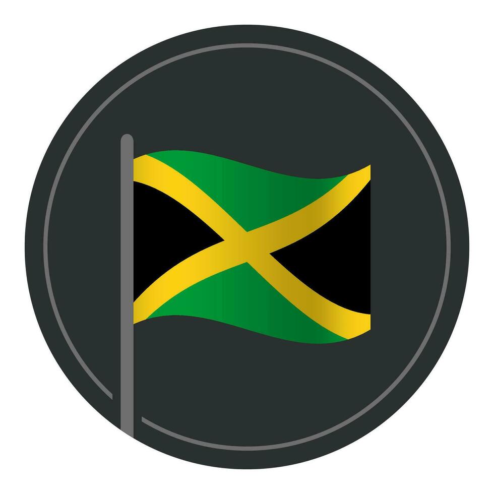 Abstract Jamaica Flag Flat Icon in Circle Isolated on White Background vector