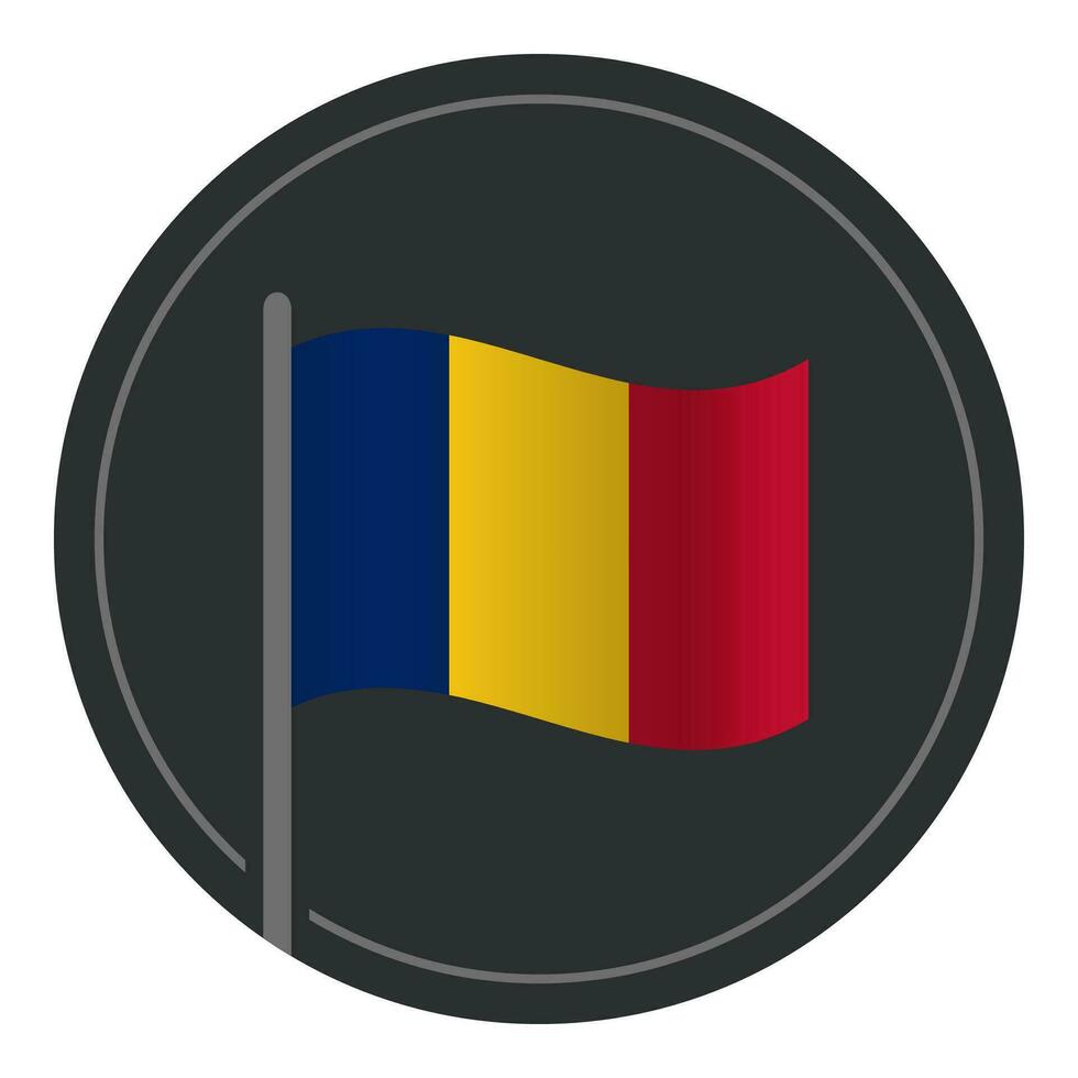 Abstract Chad Flag Flat Icon in Circle Isolated on White Background vector