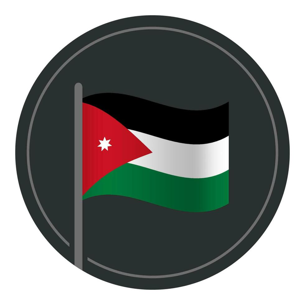 Abstract Jordan Flag Flat Icon in Circle Isolated on White Background vector