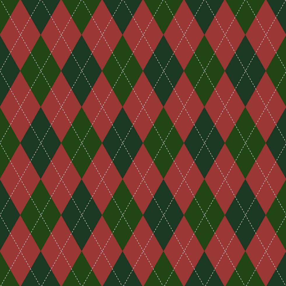 Green and red diamond argyle seamless pattern use for tablecloth, gift paper, napkin, blanket, scarf, textile and etc. vector