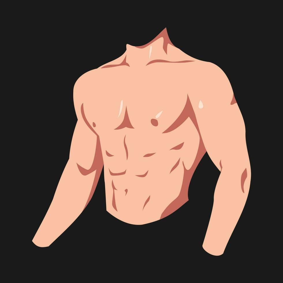 muscular man's body. isolated background. flat vector illustration.