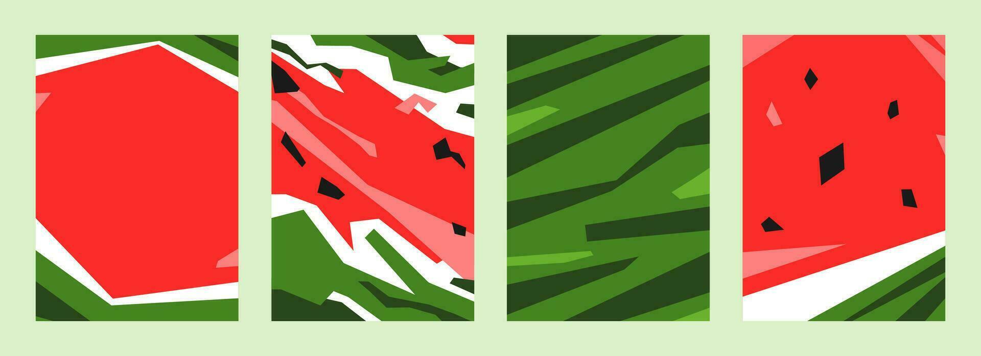 set of watermelon abstract background. portrait, vertical background. flat vector illustration.