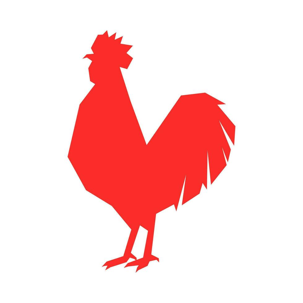 chicken silhouette logo with one solid red color. isolated on white background. vector illustration.