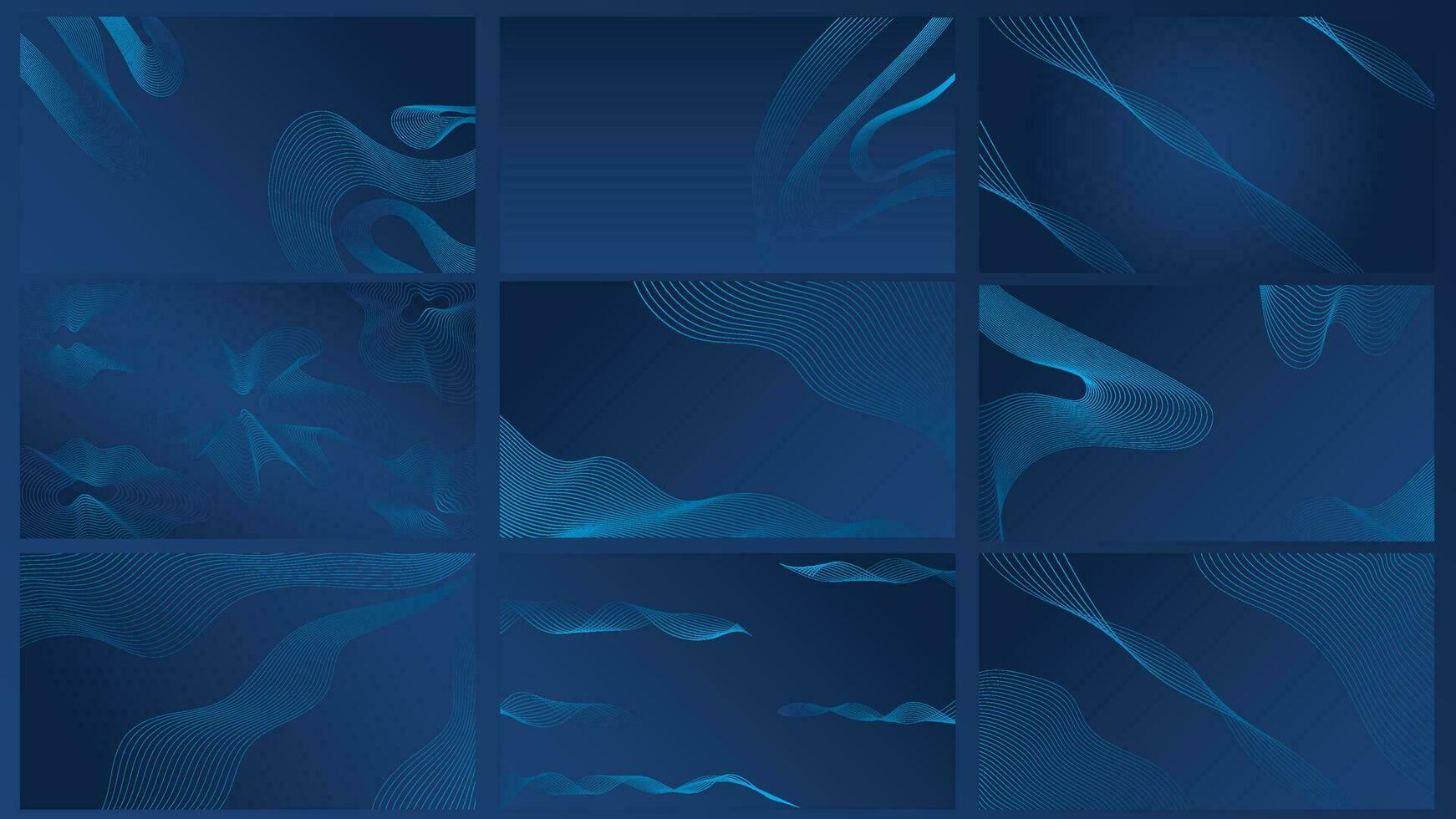 Abstract vector set background set blue background in modern abstract pattern design, dark blue background, luxury background, wave line background set