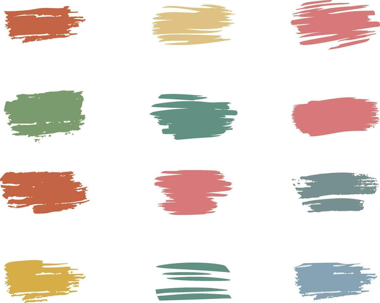 colorful paint strokes set of different colors vector