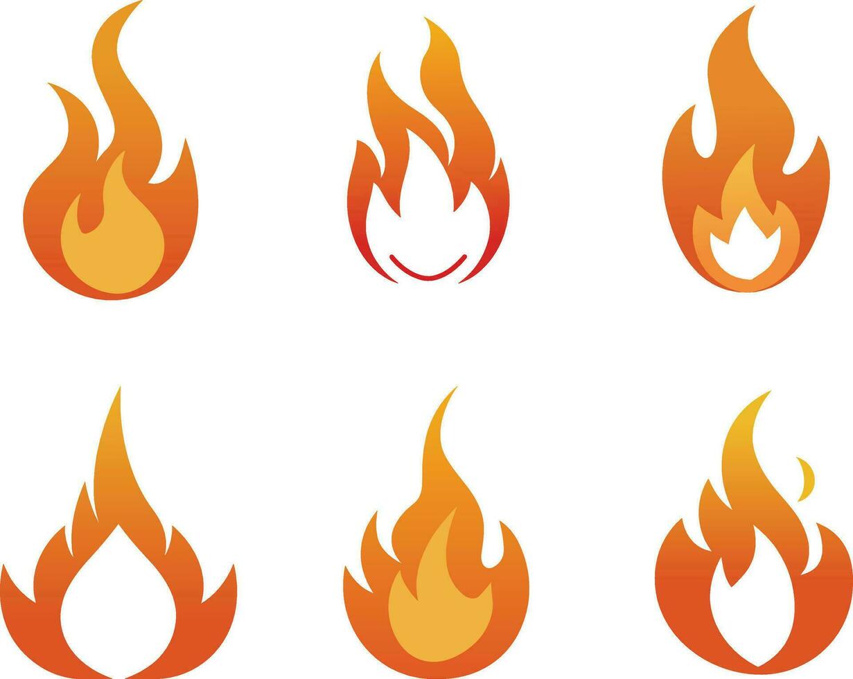 fuego fuego icono conjunto vector